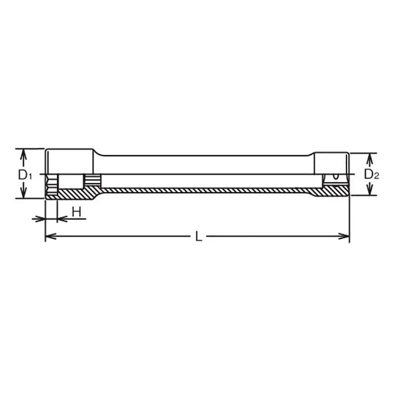 Ko-ken Tools 1 Sq. Dr. Extra Long Wheel Nut Socket 41 x 21mm Bi-Hex x Square Length 400mm Ko-ken Tools