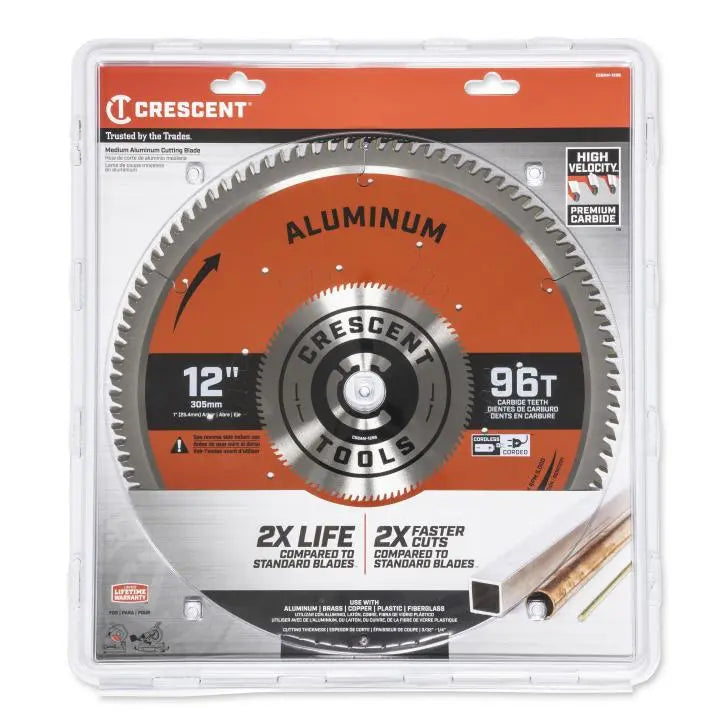 CRESCENT Medium Aluminum Circular Saw Blade, 12 in x 96-Tooth - GW CSBAM-1296 Saw Blade CRESCENT