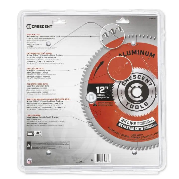 CRESCENT Medium Aluminum Circular Saw Blade, 12 in x 96-Tooth - GW CSBAM-1296 Saw Blade CRESCENT