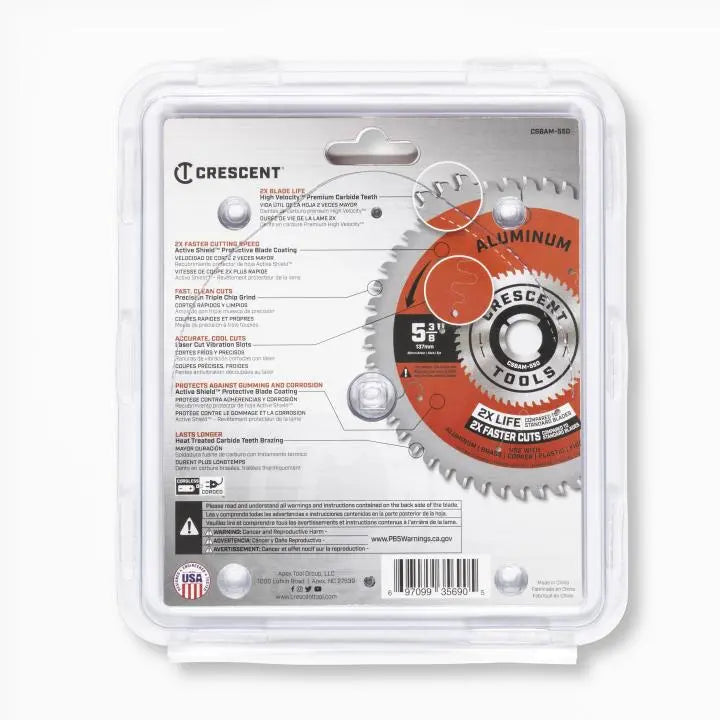 CRESCENT Medium Aluminum Circular Saw Blade, 5-3/8 in x 50-Tooth - GW CSBAM-550 Saw Blade CRESCENT