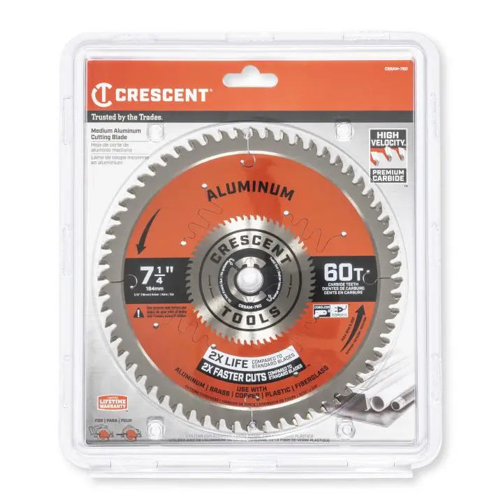 CRESCENT Medium Aluminum Circular Saw Blade, 7-1/4 in x 60-Tooth - GW CSBAM-760 Saw Blade CRESCENT