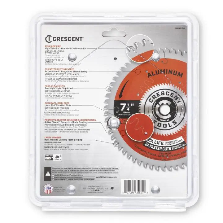 CRESCENT Medium Aluminum Circular Saw Blade, 7-1/4 in x 60-Tooth - GW CSBAM-760 Saw Blade CRESCENT