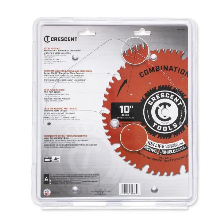 CRESCENT Combination Circular Saw Blade, 10 in x 50-Tooth - GW CSBCM-1050 Saw Blade CRESCENT