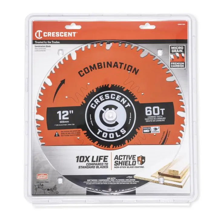 CRESCENT Combination Circular Saw Blade, 12 in x 60-Tooth - GW CSBCM-1260 Saw Blade CRESCENT