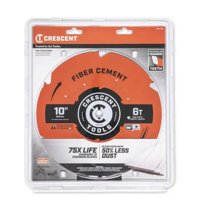 CRESCENT Fiber Cement Circular Saw Blade, 10 in x 6-Tooth - GW CSBFC-1006 Saw Blade CRESCENT
