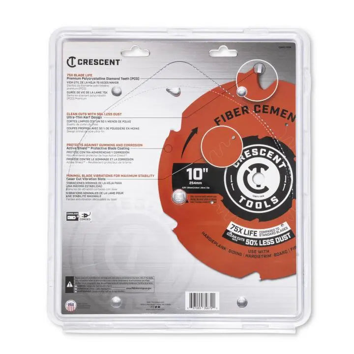 CRESCENT Fiber Cement Circular Saw Blade, 10 in x 6-Tooth - GW CSBFC-1006 Saw Blade CRESCENT