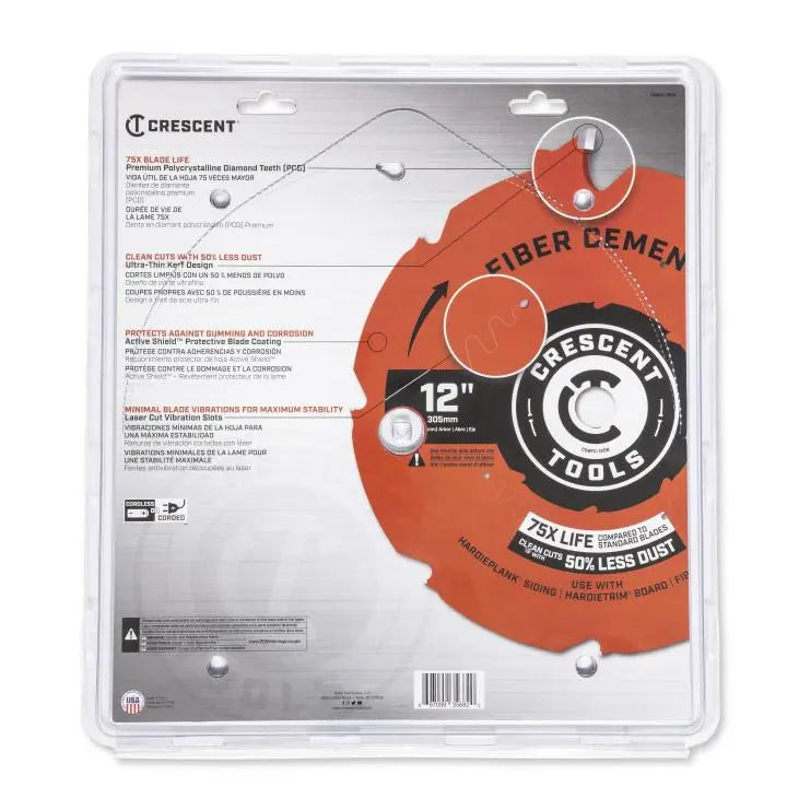 CRESCENT Fiber Cement Circular Saw Blade, 12 in x 8-Tooth - GW CSBFC-1208 Saw Blade CRESCENT