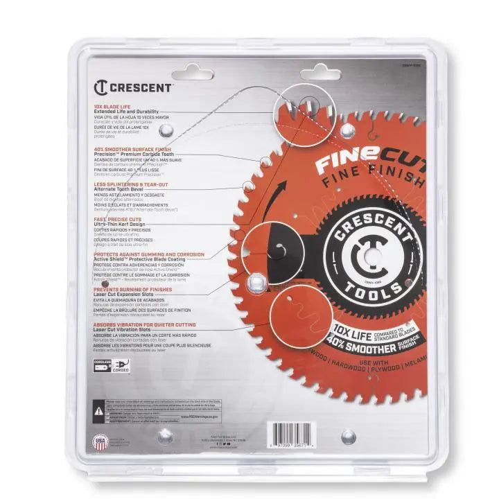 CRESCENT FineCut Fine Finishing Circular Saw Blade, 10 in x 60-Tooth - GW CSBFF-1060 Saw Blade CRESCENT