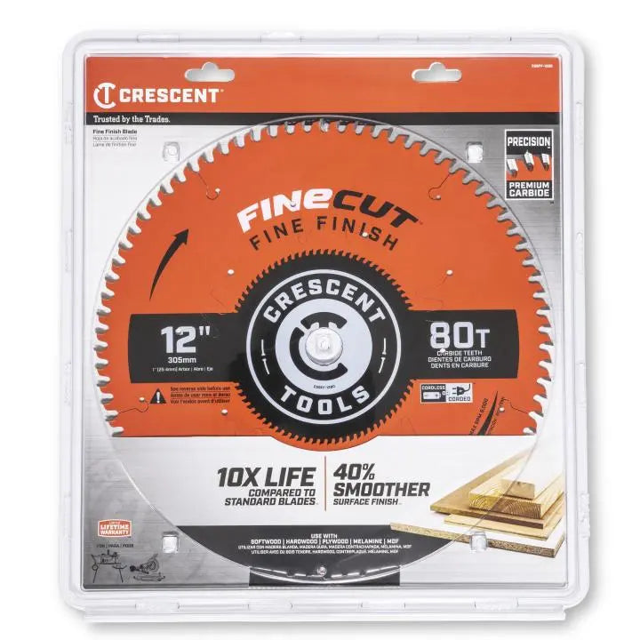 CRESCENT FineCut Fine Finishing Circular Saw Blade, 12 in x 80-Tooth - GW CSBFF-1280 Saw Blade CRESCENT