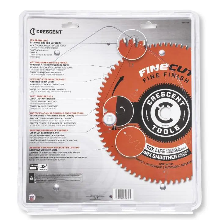 CRESCENT FineCut Fine Finishing Circular Saw Blade, 12 in x 80-Tooth - GW CSBFF-1280 Saw Blade CRESCENT
