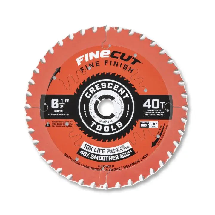 CRESCENT FineCut Fine Finishing Circular Saw Blade, 6-1/2 in x 40-Tooth - GW CSBFF-640 Saw Blade CRESCENT