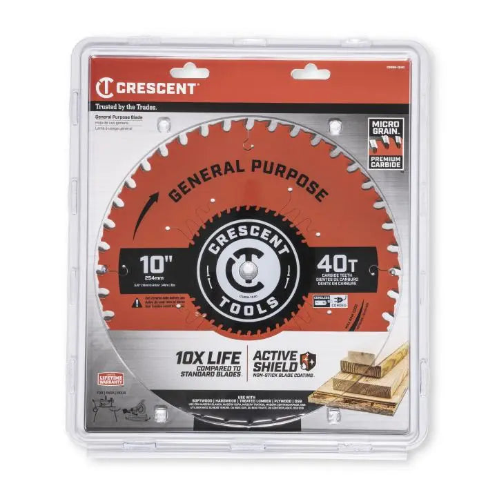 CRESCENT General Purpose Circular Saw Blade, 10 in x 40-Tooth - GW CSBGN-1040 Saw Blade CRESCENT