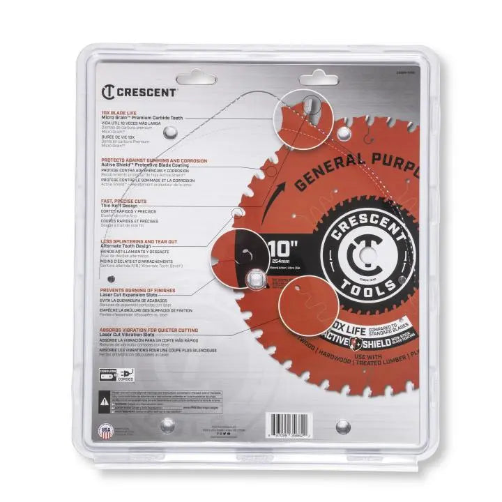 CRESCENT General Purpose Circular Saw Blade, 10 in x 40-Tooth - GW CSBGN-1040 Saw Blade CRESCENT