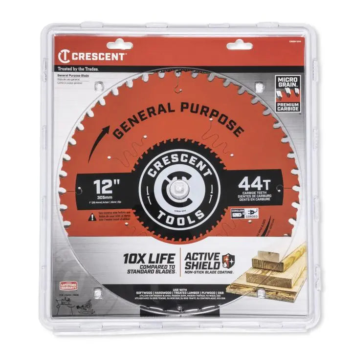 CRESCENT General Purpose Circular Saw Blade, 12 in x 44-Tooth - GW CSBGN-1244 Saw Blade CRESCENT