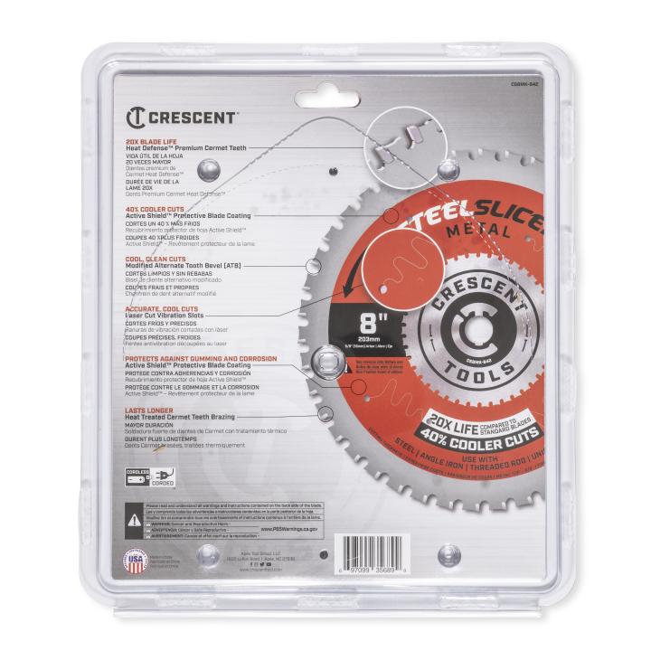 CRESCENT SteelSlicer Thick Metal Circular Saw Blade, 8 in x 42-Tooth - GW CSBMK-842 Saw Blade