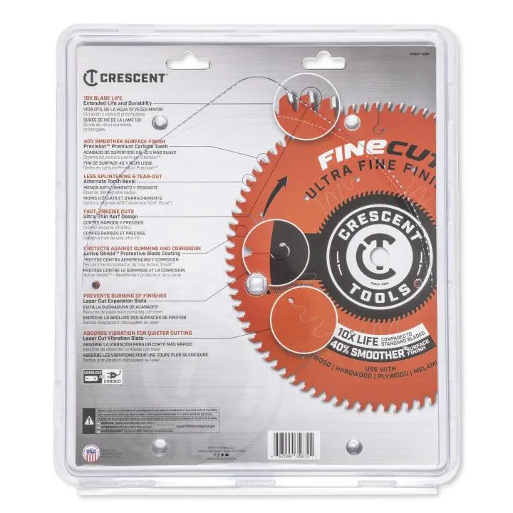 CRESCENT FineCut Ultra Fine Finishing Circular Saw Blade, 10 in x 80-Tooth - GW CSBUF-1080 Saw Blade CRESCENT