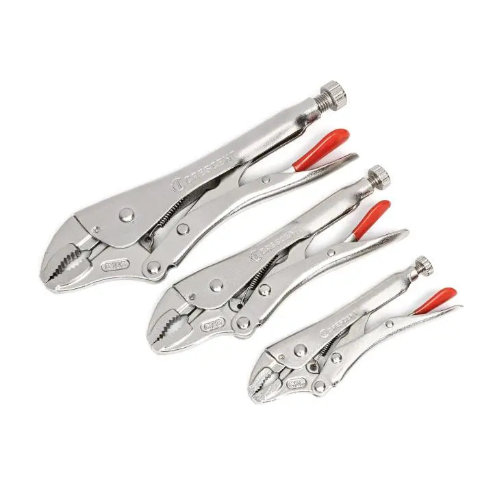 CRESCENT 3 Pc. Curved Jaw Locking Pliers with Wire Cutter Set - CLP3SETN-08 CRESCENT