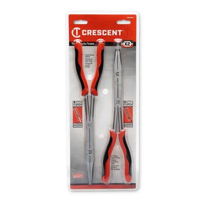 CRESCENT 2 Pc. X2 Straight and Bent Long Nose Dual Material Plier Set - PSX204C-06 CRESCENT