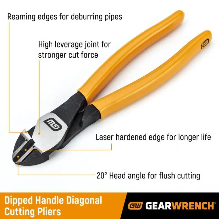 GEARWRENCH Pitbull Dipped Handle Diagonal Cutting Plier, 7 in - GW 82183-06 Pliers GEARWRENCH