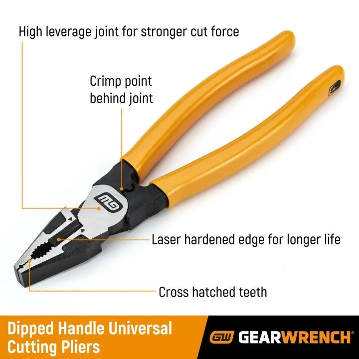 GEARWRENCH Pitbull Dipped Handle Universal Cutting Plier, 8 in - GW 82182-06 Pliers GEARWRENCH