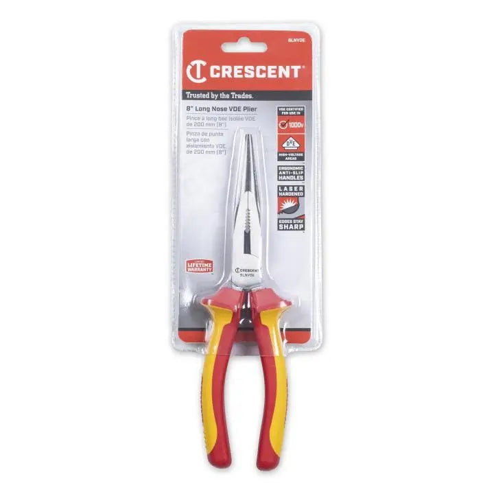CRESCENT VDE Insulated Long Nose Plier, 8 in - GW 8LNVDE Plier CRESCENT