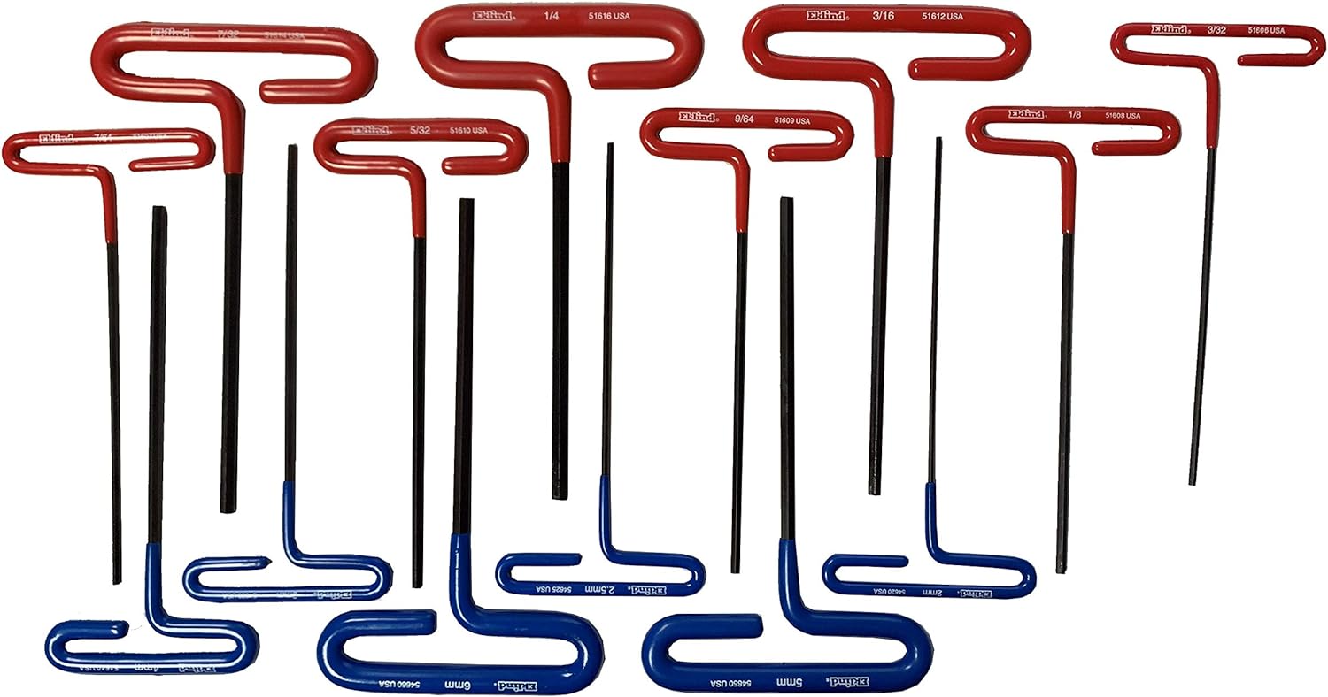 Eklind Set of 14 6 in Arm Cushion Grip Hexagon T-Key - EK 50614 Hexagon T-Key Set