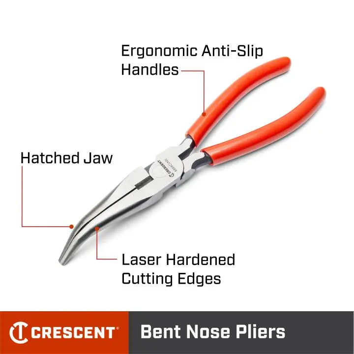 CRESCENT Bent Nose Plier with Dipped Grip, 8 in - GW 8888CVNN Plier CRESCENT