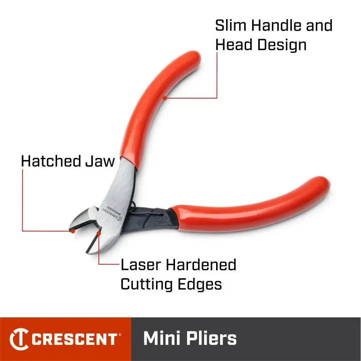CRESCENT Diagonal Plier with Mini Dipped Handle, 4 in - GW 4MDIAGDG Plier CRESCENT