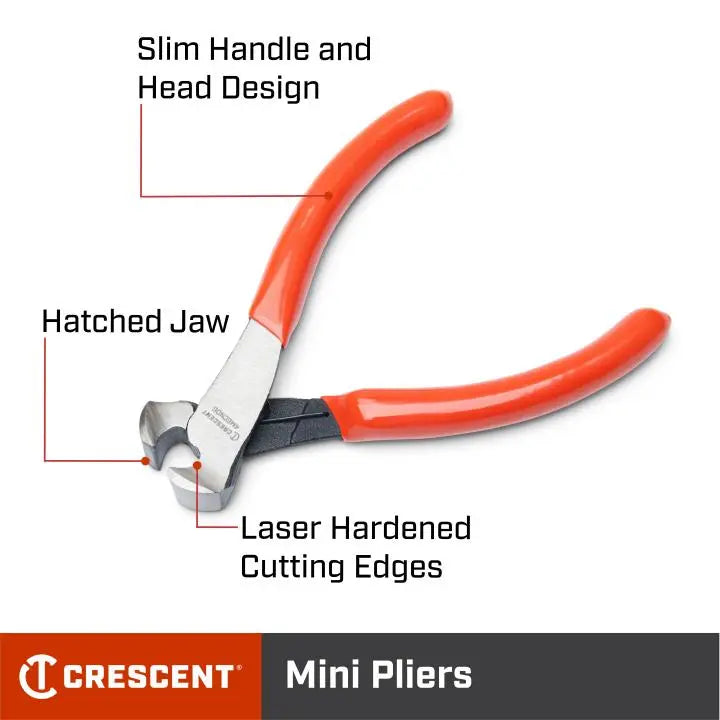 CRESCENT End Nipper Plier with Mini Dipped Handle, 4 in - GW 4MECNDG Plier CRESCENT
