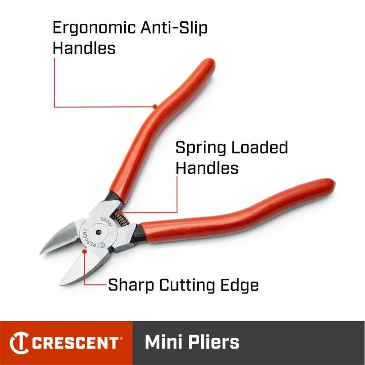 CRESCENT Plastic Cutting Plier with Dipped Handle, 5 in - GW 5PCDG Plier CRESCENT