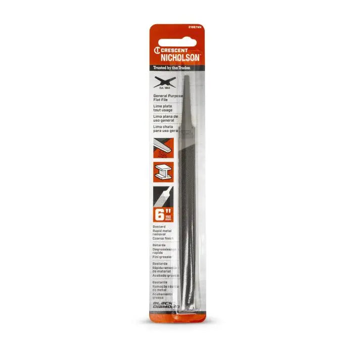 NICHOLSON Flat Double Cut Bastard File, 6 in - GW 21867NN NICHOLSON