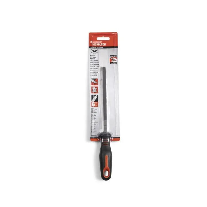 NICHOLSON Mill Single Cut Bastard File with Ergonomic Handle, 6 in - GW 21687HNN NICHOLSON