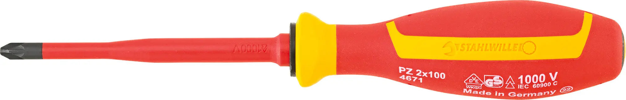 Stahlwille VDE Cross Head Pozidriv Drall Screwdriver, PZ2 - ST 46713002 Stahlwille