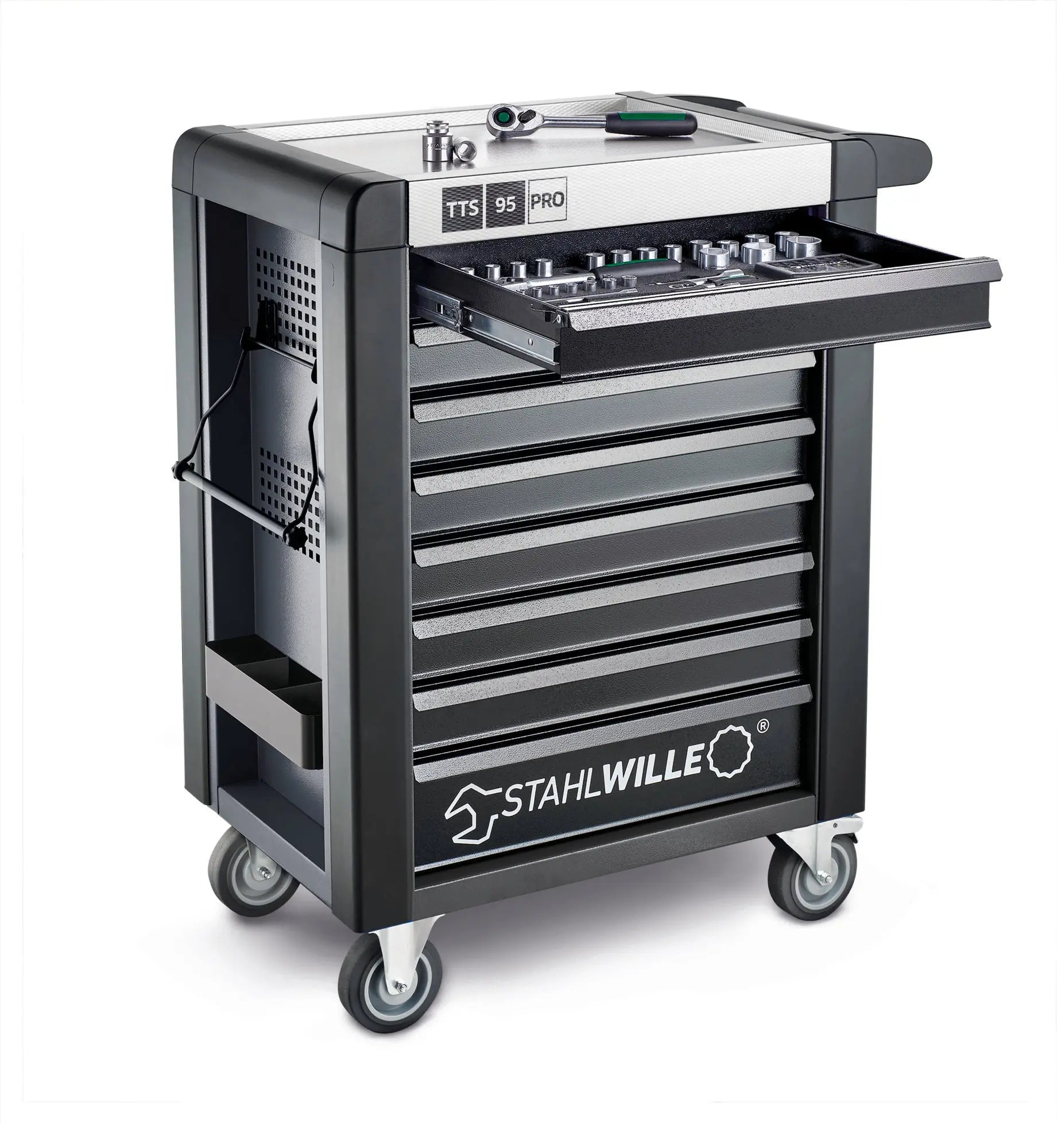 Stahlwille 8-Drawer Anthracite and Black Tool Trolley, Load Capacity 750 Kg - ST 81200166 Stahlwille