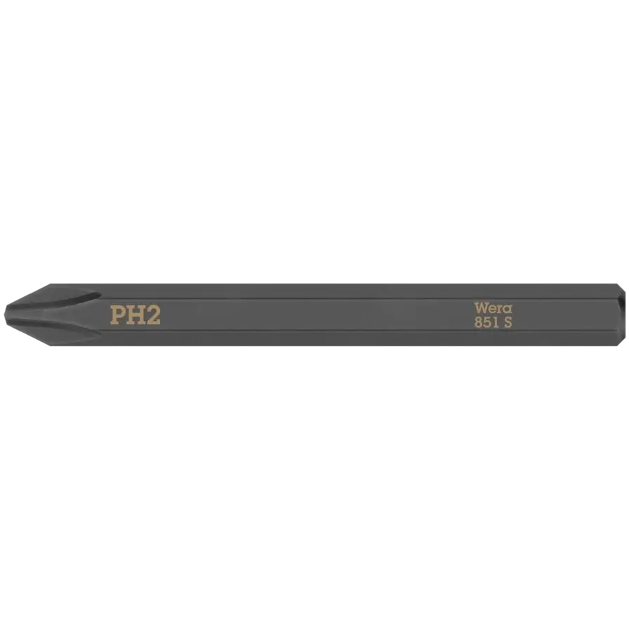 Wera 851 S Phillips Bit for Impact Screwdrivers, Tip Size PH2 - WE 05018161001 