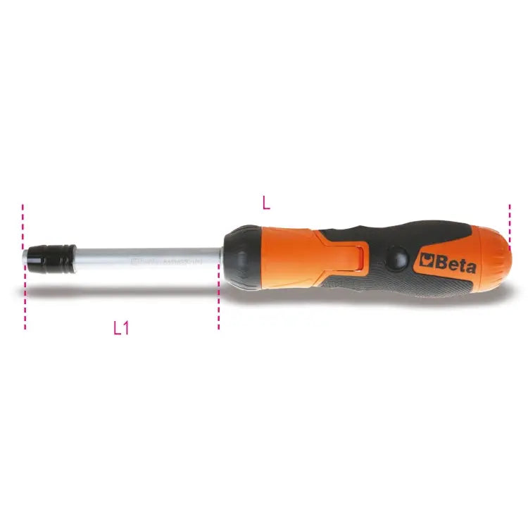 Beta Tools (Article# 855P) Reversible Ratchet Bit Holder with Articulated Handle and 7 Built-in Bits - BT 008550011 