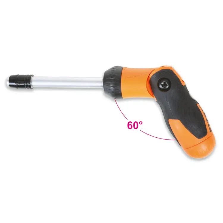 Beta Tools (Article# 855P) Reversible Ratchet Bit Holder with Articulated Handle and 7 Built-in Bits - BT 008550011 