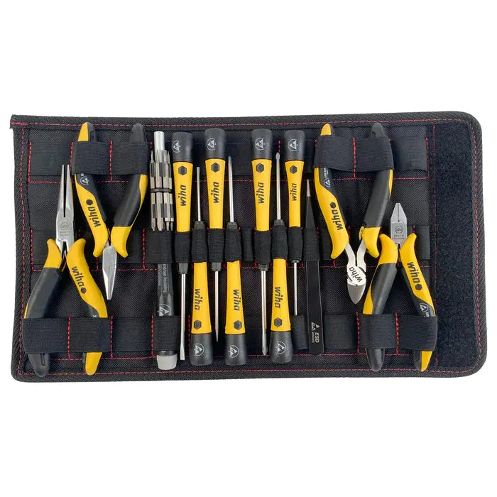 Wiha Set of 26 ESD Safe PicoFinish Precision Screwdrivers, Pliers and Bits with Heavy Duty Velcro Pouch - WI 45892 Wiha