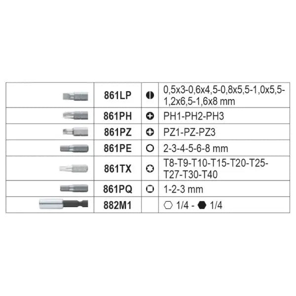 Beta Tools (Article# 860EA/31) Set of 30 Bits with Magnetic Holder and Plastic Case - BT 8600992 Beta Tools
