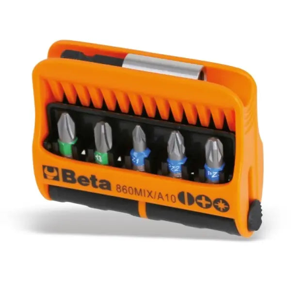 Beta Tools (Article# 860MIX/A10) Set of 10 Bits with Magnetic Holder and Plastic Case - BT 8600900 Beta Tools