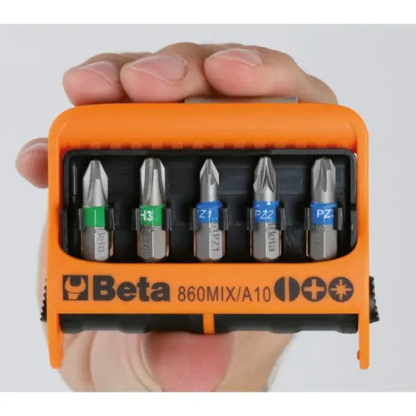 Beta Tools (Article# 860MIX/A10) Set of 10 Bits with Magnetic Holder and Plastic Case - BT 8600900 Beta Tools