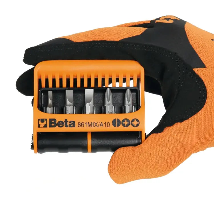 Beta Tools (Article# 861MIX/A10) Set of 10 Bits and Magnetic Bit Holder with Pocket Case - BT 008610800 