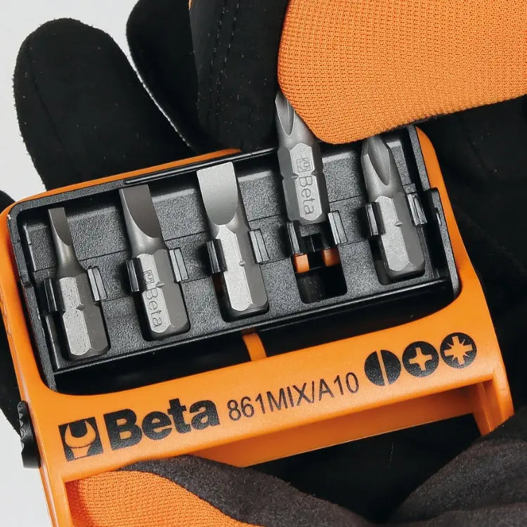 Beta Tools (Article# 861MIX/A10) Set of 10 Bits and Magnetic Bit Holder with Pocket Case - BT 008610800 