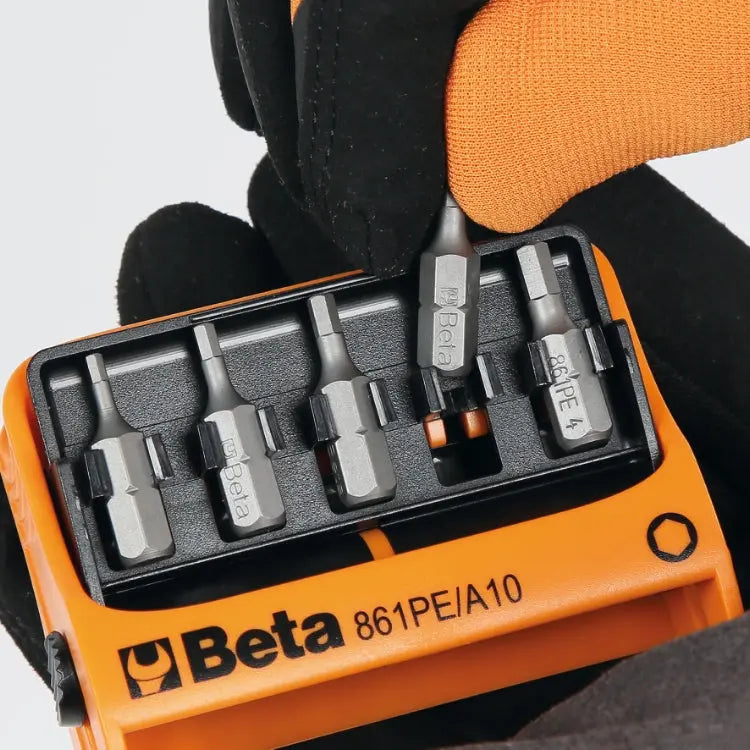 Beta Tools (Article# 861PE/A10) Magnetic Bit Holder with 10 Bits and Pocket Case - BT 008610820 