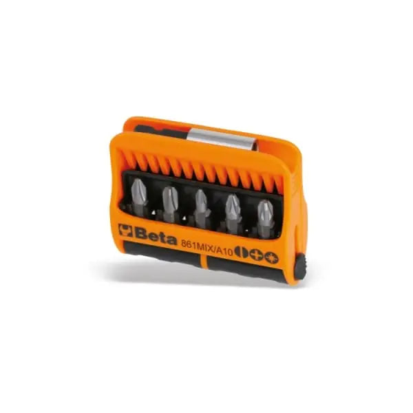 Beta Tools (Article# 861MIX/A10) Set of 10 Bits and Magnetic Bit Holder with Pocket Case - BT 008610800 