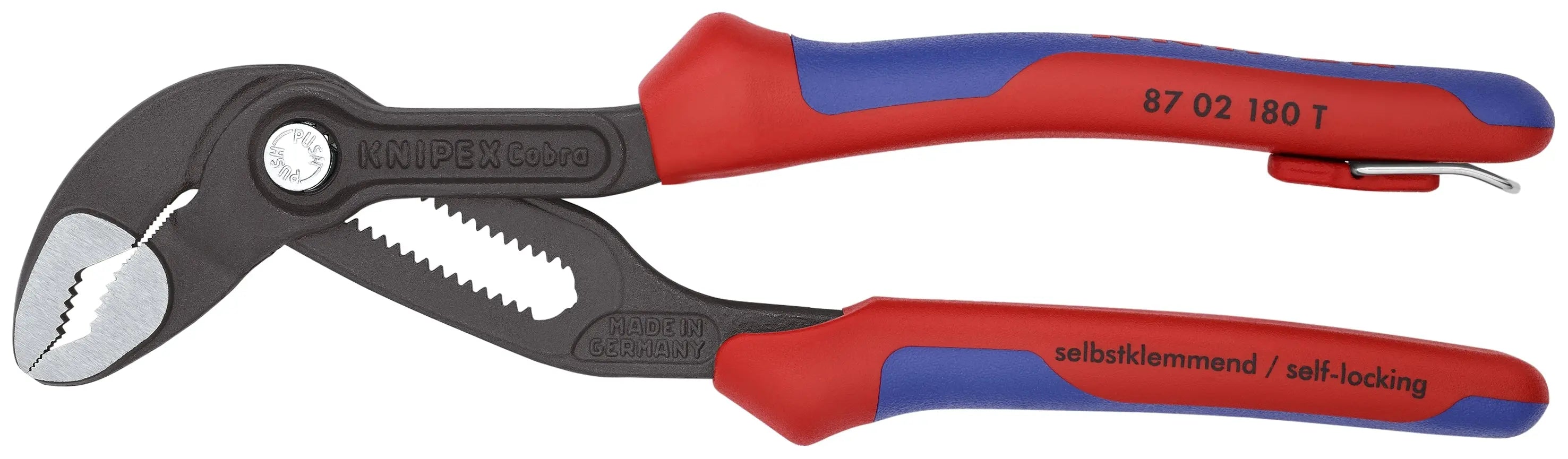 Knipex 87 02 180 T BKA KN | Cobra Water Pump Pliers, Multi-Component, Tethered Attachment Knipex