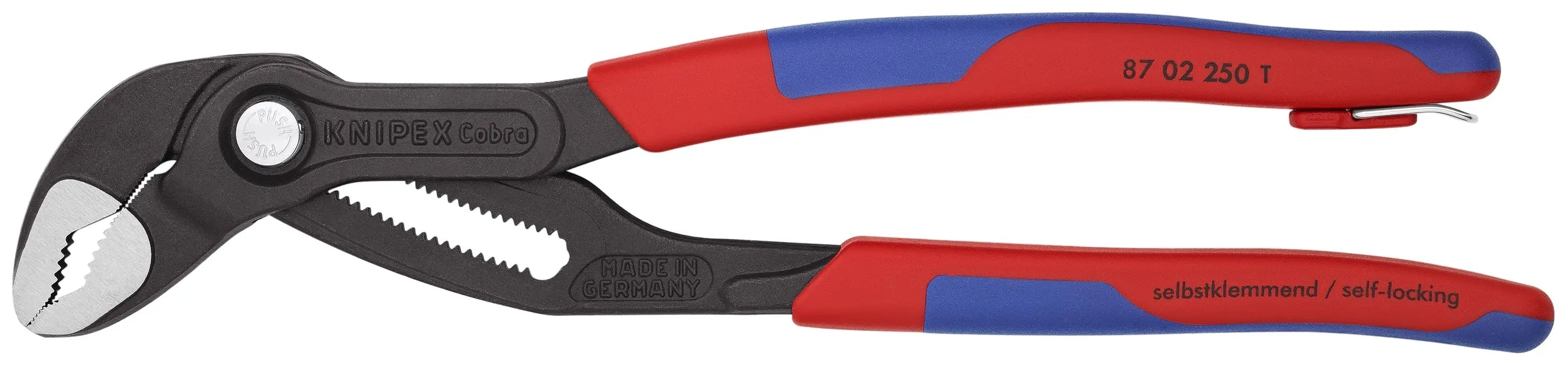 Knipex 87 02 250 T BKA KN | Cobra Water Pump Pliers, Multi-Component, Tethered Attachment Knipex