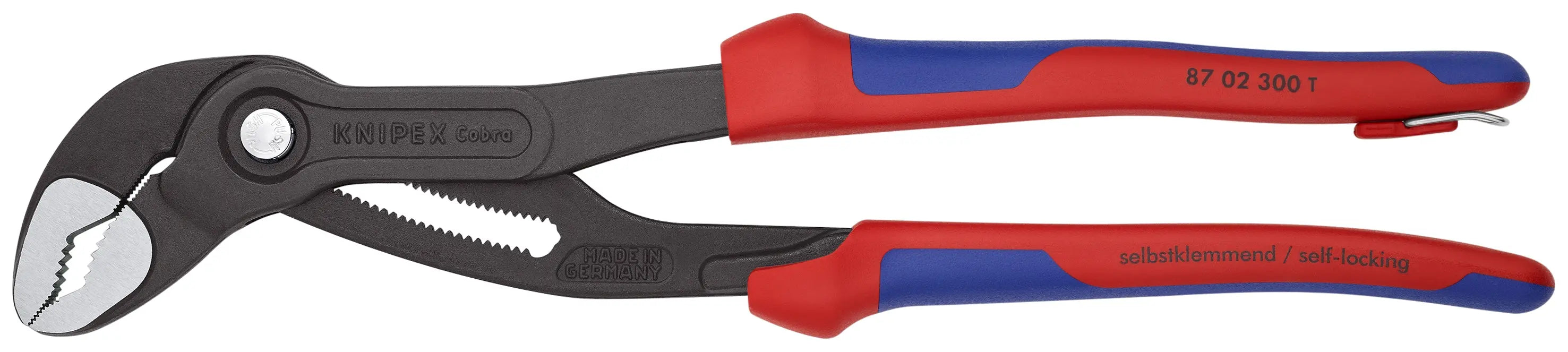 Knipex 87 02 300 T BKA KN | Cobra Water Pump Pliers, Multi-Component, Tethered Attachment Knipex