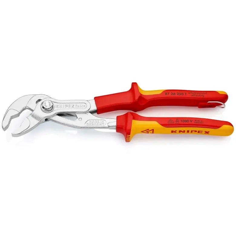 Knipex Cobra 1000V Insulated High-Tech Tethered Attachment Water Pump Plier, 10 in - KN 87 26 250 T Knipex