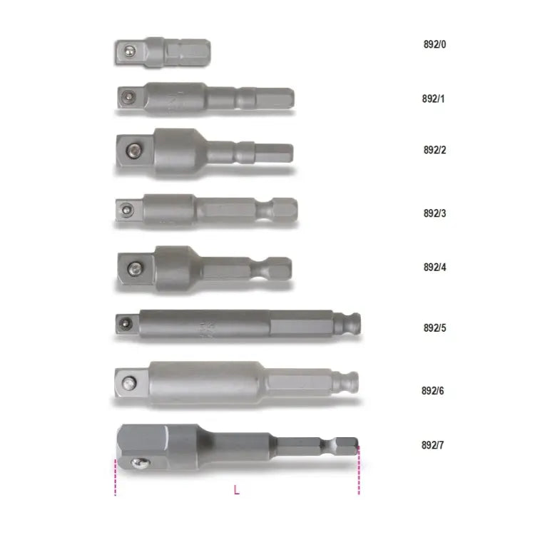Beta Tools (Article# 892/0) Adapters for Drivers, 1/4 in Female and 1/4 in Male Drives - BT 8920000 Beta Tools